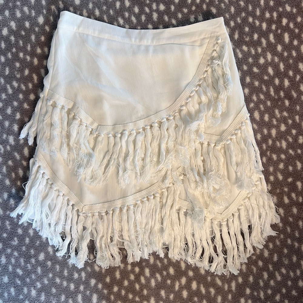 White Fringe Skirt